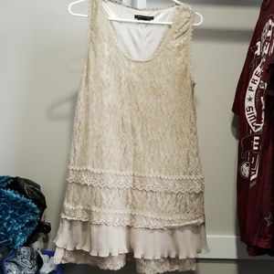 BCBG Maxazria tan lace dress